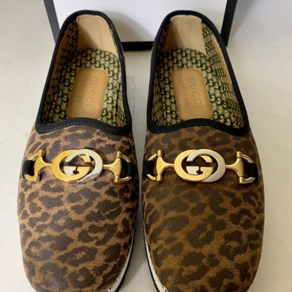 NWT - Gucci Leopard Mixed Metal Espadrilles Flats - Size 8 - Picture 6 of 7